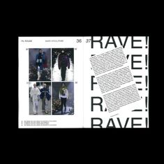 an open magazine with images of people walking on the runway and text that reads rave