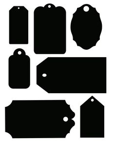 black and white silhouettes of price tags, with space for text or image to be added