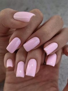 Pink  Collar    Color Nails Embellished   Nail,Hand & Foot Care Ongles Rose Pastel, Middle Nails, Solid Color Acrylic Nails, Soft Pink Nails, Pink Nail Colors, Kutek Disney, Baby Pink Nails, Nagellack Trends, Solid Color Nails