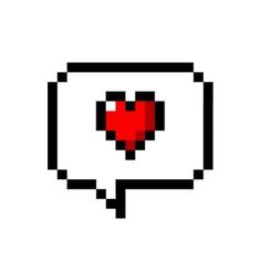 an old - school computer message bubble with a heart in the middle, on a white background