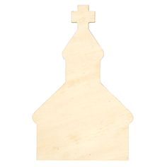 a wooden cutout of a church with a cross on it's top and bottom