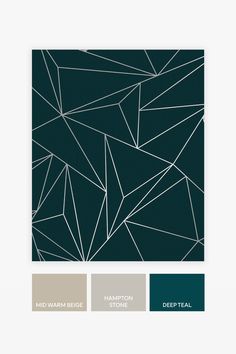 the color palette is dark green, white and grey with an abstract pattern on it