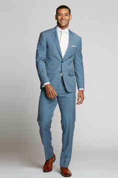 The Groomsman Suit | Light Blue Jacket #weddings #groom #fashion #mensfashion Blue Wedding Tuxedo, Light Blue Suit Jacket, Gray Groomsmen Suits, Navy Suits, Wedding Hacks, Suits Groom, Centerpieces Floral, Grey Suits, Groom Suits