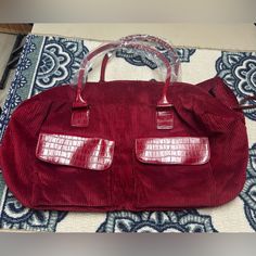 Large Red Corduroy Tote Nwot Affordable Corduroy Tote Bag, Cheap Rectangular Corduroy Bags, Cheap Red Baguette Bag For Travel, Cheap Red Box Bag For Daily Use, Large Bags, Womens Tote Bags, Boots, Red, Women Shopping