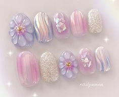 Kutek Disney, Korean Nail Art, Hippie Nails, Beauty Nails Design, Kawaii Nails, Pretty Nail Art, Elegant Nails