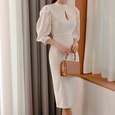 Code: 887763E49Pattern: Solid Material: Polyester Neckline: Mock neckLength: Knee Length Sleeve Length: Long Style: Elegant Season: Autumn Size(cm) Length Bust Hip Sleeve Length Waist S 109 82 84 46 68 M 110 86 88 47 72 L 111 90 92 48 76 XL 112 94 96 49 80 Empire Waist Dress Pattern, Professional Skirt, Sheath Dresses Pattern, Fashion Stand, Elegant Dresses Classy, Bodycon Dress With Sleeves, Lace Skater Dress, Sleeveless Bodycon Dress, Midi Dress Casual