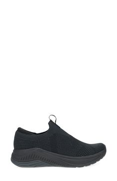 Breathable knit construction means comfortable strides in this everyday slip-on shoe boasting a supportive footbed. 1 3/4" heel; 1/2" platform Cushioned footbed Textile upper/synthetic lining/rubber sole Imported Comfortable Black Slip-ons With Arch Support, Black Slip-ons With Textured Sole For Sports, Black Functional Slip-on Sneakers With Arch Support, Lightweight Black Walking Shoes With Arch Support, Black Lightweight Slip-on Walking Shoes, Lightweight Black Slip-on Walking Shoes, Comfortable Black Slip-on Sneakers With Arch Support, Black Sporty Slip-ons With Arch Support, Sporty Black Slip-ons With Arch Support