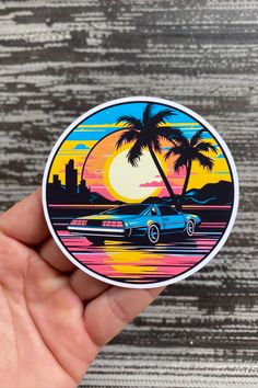 Miami Vice Sunset Sticker | Laptop Sticker, Journal Sticker, Planner Sticker, Collectible Sticker, Waterbottle Sticker, Notebook Sticker Vice City Tattoo, Miami Vice Invitations, Miami Vice Poster, Miami Vice Logo, Miami Vice Cars, Miami Vice, Stay The Night, Man Birthday, Journal Stickers