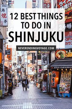 people walking down an alley way with the words, 12 best things to do in shinju