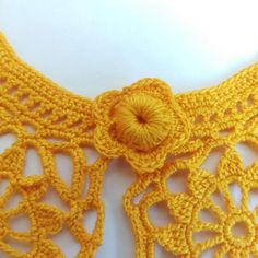 Yellow crochet flowers collar necklace Removable lace collar | Etsy Festival Crochet Necklaces, Crochet Necklaces For Beach, Crochet Beach Necklaces, Collar For Women, Crochet Lace Collar, Yellow Crochet, Eco Jewelry, Crochet Collar, Perfect Pink