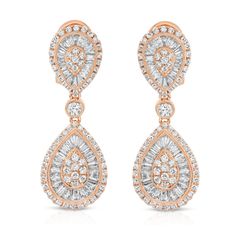 14 Karat Rose Gold Baguette Earrings. Diamond weight 2.50 ct. Channel Set baguette diamonds and bezel set round diamond in the center of the earrings. Earrings have a matching pendant. Matching Pendant #5326 Rose Gold Diamond Earrings With Baguette Diamonds, Rose Gold Baguette Cut Diamond Earrings, Fine Jewelry Rose Gold Baguette Diamond Earrings, Rose Gold Baguette Diamond Earrings For Formal Events, Rose Gold Baguette Diamond Earrings, Rose Gold Baguette Diamond Earrings For Anniversary, Luxury Rose Gold Baguette Diamond Earrings, Luxury Rose Gold Earrings With Baguette Diamonds, Ballerina Earrings