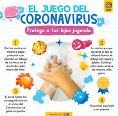 the spanish poster shows how to wash hands with soap and sponges on it's fingers