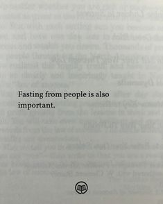 an open book with the words fasting from people is also important