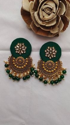 Diy Kundan Jewellery, Diy Earrings Materials, Beaded Earrings Tutorials, Diy Earring, Fine Jewelery, Earring Tutorial