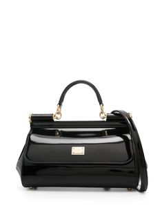 A103780999 DOLCE & GABBANA SICILY PATENT LEATHER HANDBAG Glossier Tote Bag, Patent Leather Handbags, Leather Handbags Women, Classic Handbags, Top Handle Handbags, Handbag Black, Dolce E Gabbana, Mini Handbags, Dolce & Gabbana