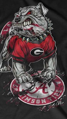 the university of georgia bulldogs mascot on a black t - shirt