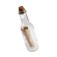 an empty glass bottle with a cork in it