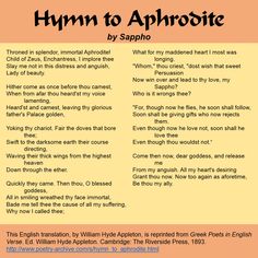 the poem hymn to aphrrote by sappho is written in english