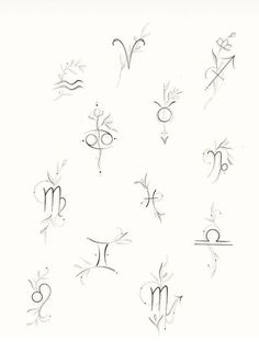 the zodiac symbols are drawn in pencil