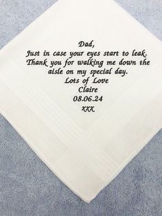 a white handkerchief with a poem written on it