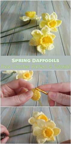 crochet daffodils are easy to make and so beautiful they can be used in projects like knitting or crocheting