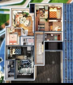 an aerial view of a floor plan for a house