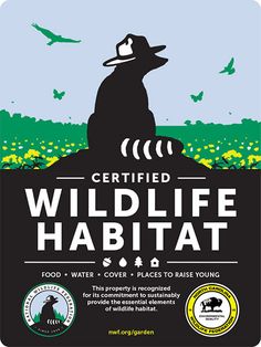 the label for certified wildlife habitat, which includes an image of a bear sitting on top of