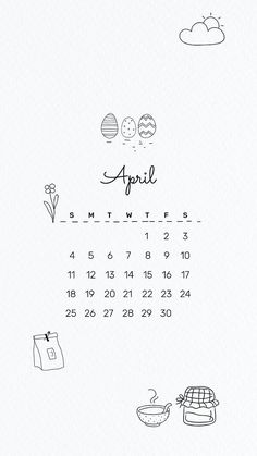 an image of a calendar for the month of april with doodles on it