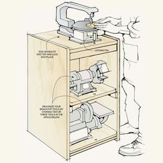 a person standing in front of a wooden cabinet with an open door and instructions on how to use the machine