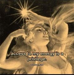 a woman with her hair blowing in the wind and text that reads, access to my energy is a pril