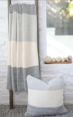 throw Marl Moss Stripe Knitted Throw Blanket, Gray - Pop of Modern Blanket Colors, Knitted Decor, Knitted Throw Blanket, Stripe Blanket, Weight Machine, Needle Crafts, Striped Blankets, Knit Throw Blanket, Home Entrance Decor