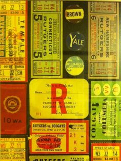 several different types of tickets are on display