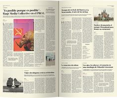 an open book with pictures and text on the front page, in spanish language is shown