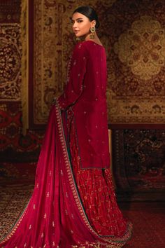 Ghazal (On Advance Payment)– Zaaviay Chinese Dressing, Bridal Consultant, Fuschia Pink, Heavy Embroidery, Indian Embroidery, Embroidery Suits, Silk Dupatta, Silk Pants, Bridal Couture