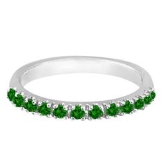 Emerald Semi-Eternity Band Stackable Ring in 14K White Gold (0.38 ct) Hand Fashion, Ring Guard, Fashion Ring, Stackable Ring, Eternity Band, Ring Band, Stackable Rings, Eternity Bands, Gemstone Ring