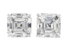 Two extraordinarily precious Asscher-cut diamonds totaling 9.95 carats dazzle in these classic earrings. The GIA-certified stones are beautifully matched, weighing 5.02 carats and 4.93 carats, respectively, and each with F color and VS2 clarity. They are also graded as having very good and good symmetry, respectively, a key component of a successful Asscher cut. Set in platinum, these diamonds are among the finest of their type. True Asscher-cut diamonds are uniquely difficult to find, as very f Asscher Cut Diamond Earrings, Unique Pearl Necklace, Pink Sapphire Earrings, Unique Diamond Engagement Rings, Asscher Cut Diamond, Types Of Earrings, Types Of Diamonds, Classic Earrings, Asscher Cut