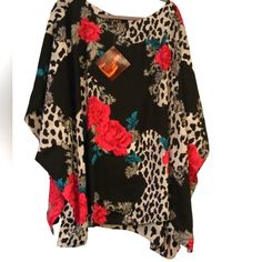 Nwt Chic Reversible Oversized Floral Poncho Size:2x/3x (Silky Soft) By: Iman 100 Percent Polyester Approximately: 40" From Armpit To Armpit And 32" Length Oversized Black Summer Poncho, Black Poncho For Vacation, Casual Black Summer Poncho, Black Batwing Sleeve Poncho For Spring, 100 Percent, Pink Black, Tunic Tops, Black Pink, Womens Tops