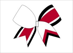 a red, black and white bow on a white background