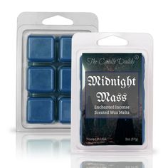 the candle company midnight mass waxed wax melts in blue, pack of 3