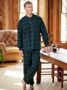 Our flannel ski pajamas owe their superior warmth and comfort to our exclusive premium Portuguese flannel - brushed three times on each side. The pajama top has a rib-knit collar and cuffs to seal out the cold and features a button-front placket, chest pocket, and side-slit hem. The elastic-waist pajama bottoms have rib-knit cuffs and an adjustable drawstring. Together, they make the perfect pair to slip into after a day on the slopes or to chase away the chill of any wintry night. Triple-bushed Ski Pajamas, Men's Pajamas, Vermont Country Store, Mens Pajamas Set, Flannel Pajamas, Country Store, Pajamas Set, Pajama Bottoms, Mens Pajamas