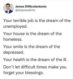 a tweet with the words your terrible job is the dream of the unemployed