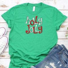 Holly Jolly Tee | Wilshire Collections Family Christmas Tshirt, Holly Jolly Christmas, Tee Tree, Holiday Apparel, Christmas Tshirt, Jolly Christmas, Christmas Gift Ideas, Ho Ho Ho