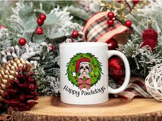 Happy Pawlidays, Santa Dog, Dog Png, Christmas Dog, Shih Tzu