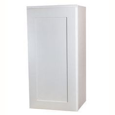 a white cabinet with no doors on the front and side panels is against a white background