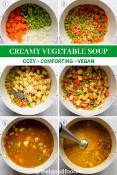 the steps to make creamy vegetable soup