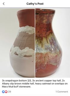 two vases with different colors and sizes are shown on the same page, each one has