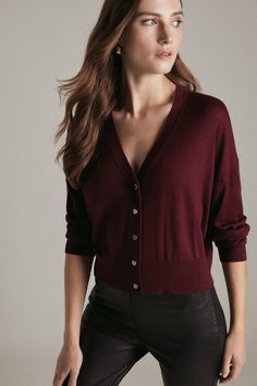 Cashmere Blend V Neck Cardigan Burgandy Cardigan Outfits, Cardigan Shirt Outfit, Burgandy Cardigan, Cardigan Collection, Character Wardrobe, Burgundy Cardigan, Cardigan Outfits, V Neck Cardigan, Cashmere Wool