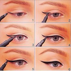 How To Do Winged Eyeliner, Hand Guide, Grunge Makeup Tutorial, Bentuk Alis, Eyeliner For Beginners