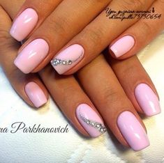 Pale Pink Nails, Nail Board, White Tips, Best Nail Art Designs, Nail Beauty, Diy Nail Designs, Square Nails, Rhinestone Nails