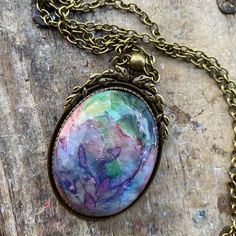 Beautiful And Unique Floral Pendant With Dreamy Watercolor Vibe And A Dash Of Glitz. Set In Vintage Style Bezel With Antique Bronze 18” Chain Sealed With Anti-Tarnish Protectant. Dreamy Watercolor, Floral Pendant, Resin Pendant, Resin Jewelry, Clay Crafts, Jewelry Ideas, Fairy Tale, Antique Bronze, Floral Watercolor